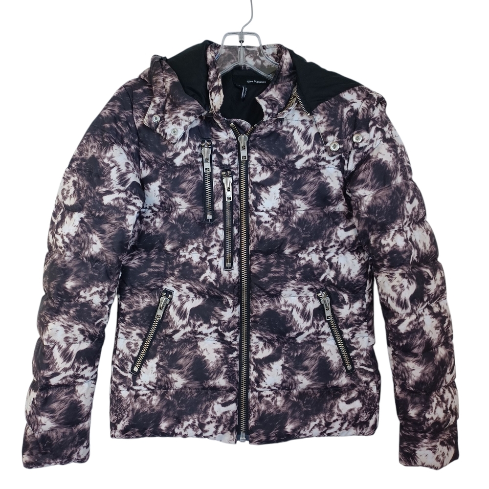 The Kooples Down Puffef Jacket Black White Winter Ski Coat Womens X Small